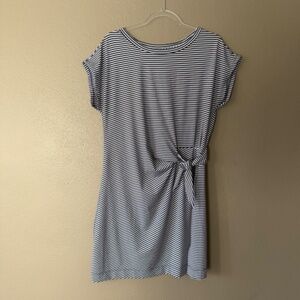 Vineyard Vines Preppy Short Sleeve Stretch Knee Length Stripe Navy White Dress L